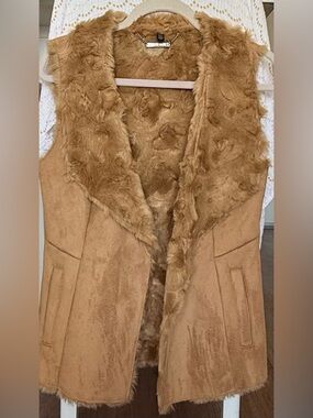 White House Black Market# Faux Shearling Vest - Camel Faux Suede and Fur!